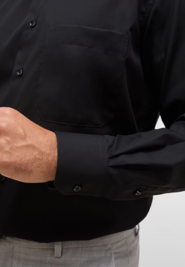 Eterna Camicia nera eterna comfort fit in popeline no stiro Fino Al -60%