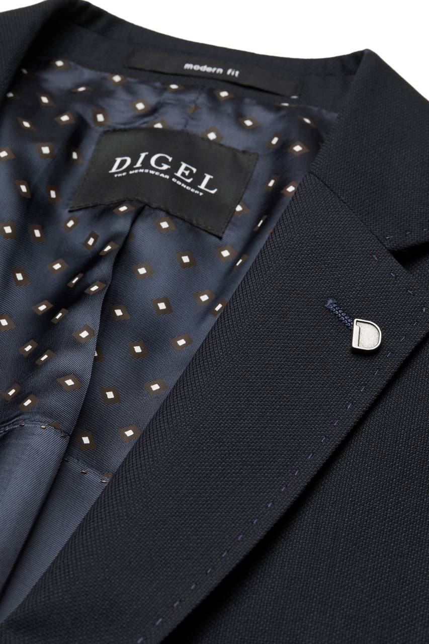 Digel Giacca blu scuro digel in pura lana vergine marzotto con tasche a toppa Soddisfazione Garantita