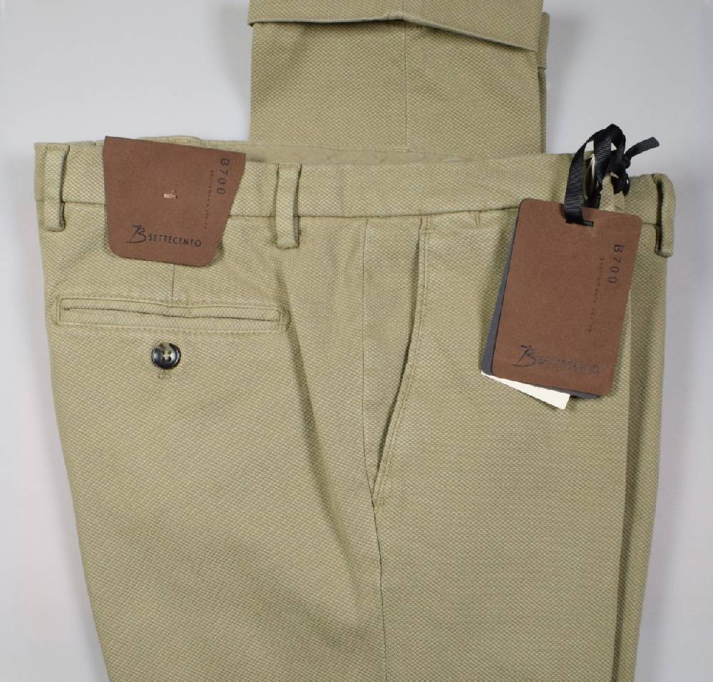 B Settecento Pantalone beige bsettecento in cotone stretch armaturato slim fit Offerte