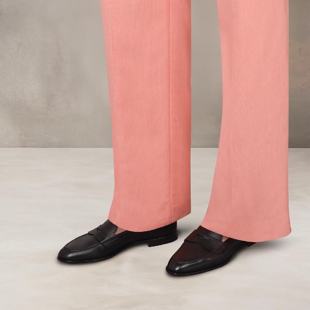 Santoni Mocassino penny da donna in pelle nera Sottocosto