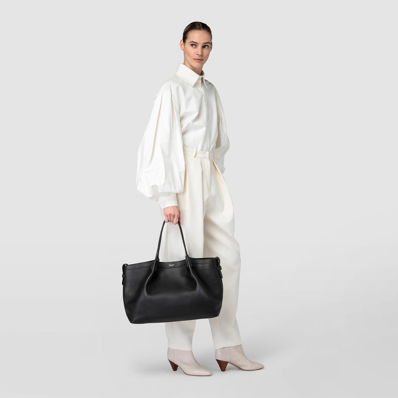 Serapian Tote bag secret in pelle rugiada nero Novità