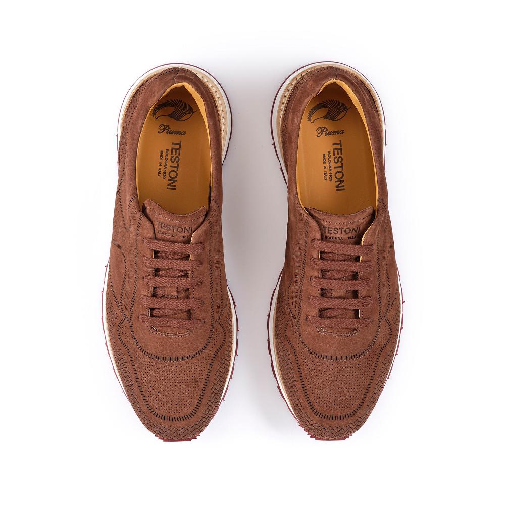 A.Testoni MOENA SNEAKER NUBUK CALF LASERATO SPINA Spedizione Gratuita